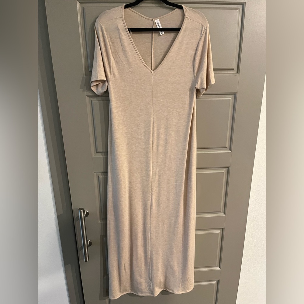 Zenana Outfitters Beige V-Neck Dress